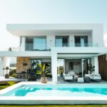 white and blue swimming pool